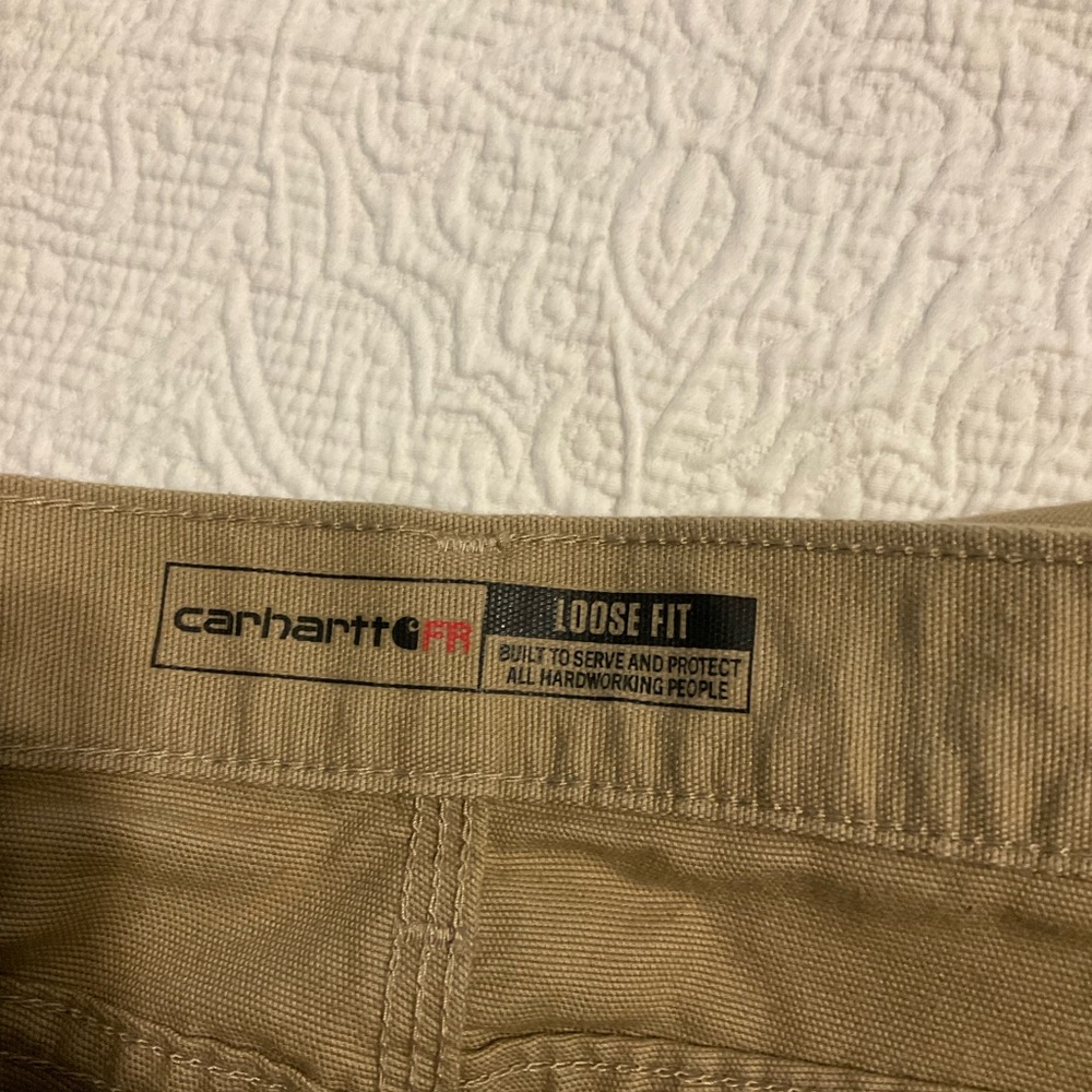Carhartt FR Pants Mens 32x30 Khaki Flame Resistant CAT 2 FRB159 Loose Fit - Picture 11 of 11